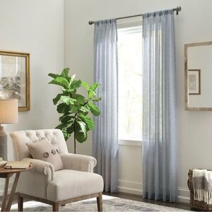allen + roth 50x84-in Navy Light Filtering Rod Pocket Single Curtain Panel